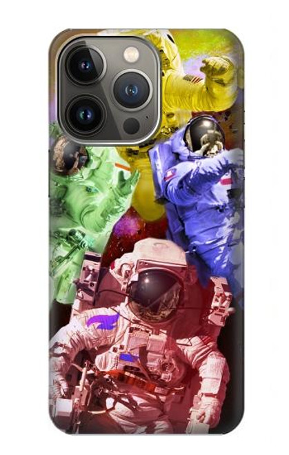 S3914 Galaxie colorée de costume d'astronaute de nébuleuse Etui Coque Housse pour iPhone 14 Pro