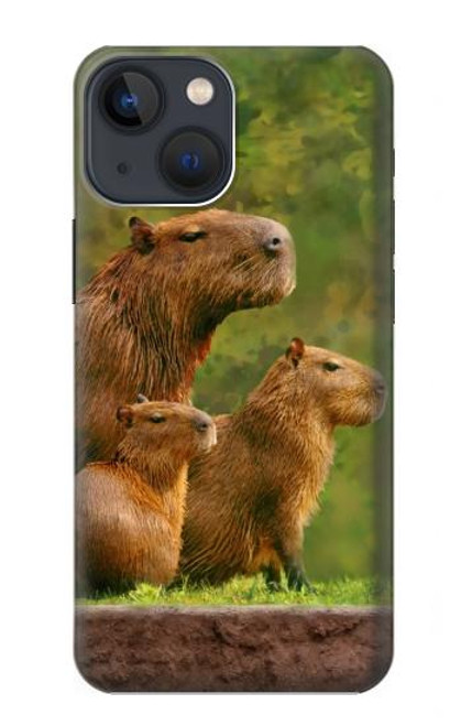 S3917 Cochon d'Inde géant de la famille Capybara Etui Coque Housse pour iPhone 14 Plus