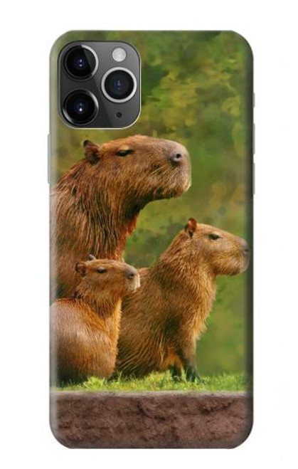 S3917 Cochon d'Inde géant de la famille Capybara Etui Coque Housse pour iPhone 11 Pro