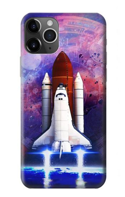 S3913 Navette spatiale nébuleuse colorée Etui Coque Housse pour iPhone 11 Pro Max