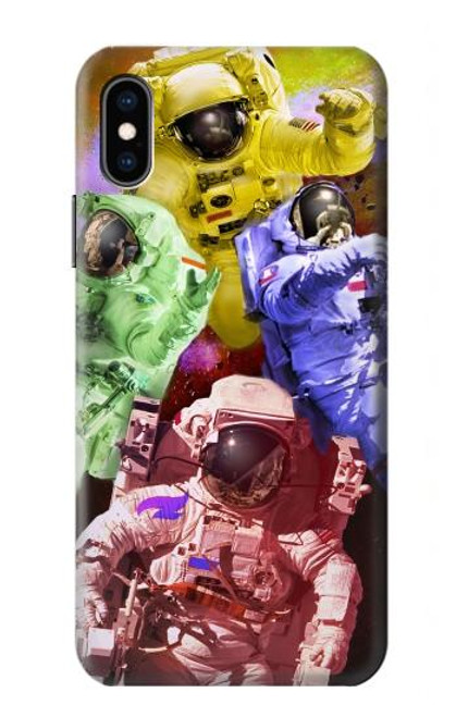 S3914 Galaxie colorée de costume d'astronaute de nébuleuse Etui Coque Housse pour iPhone X, iPhone XS