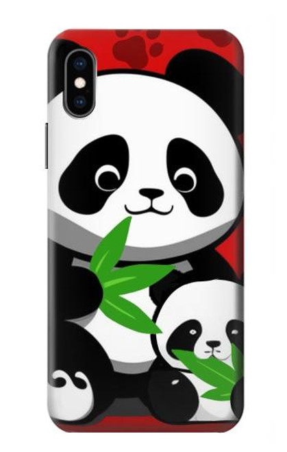 S3929 Panda mignon mangeant du bambou Etui Coque Housse pour iPhone X, iPhone XS