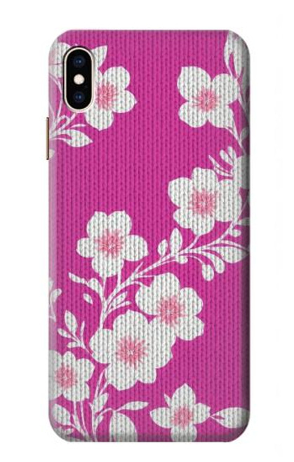 S3924 Fond rose fleur de cerisier Etui Coque Housse pour iPhone XS Max