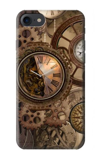 S3927 Boussole Horloge Gage Steampunk Etui Coque Housse pour iPhone 7, iPhone 8, iPhone SE (2020) (2022)