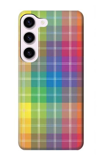 S3942 Tartan à carreaux arc-en-ciel LGBTQ Etui Coque Housse pour Samsung Galaxy S23