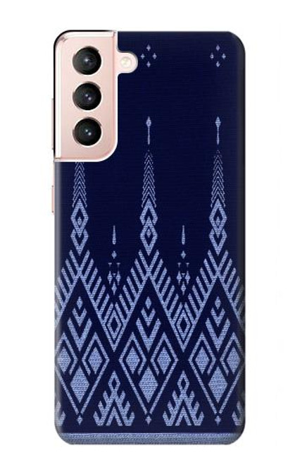 S3950 Motif textile thaïlandais bleu Etui Coque Housse pour Samsung Galaxy S21 5G