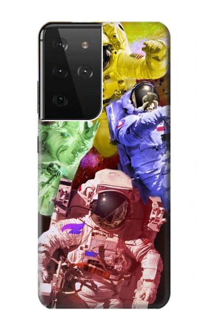 S3914 Galaxie colorée de costume d'astronaute de nébuleuse Etui Coque Housse pour Samsung Galaxy S21 Ultra 5G