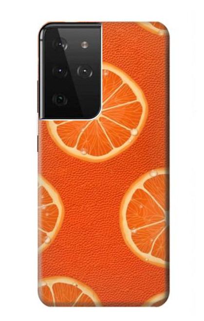 S3946 Motif orange sans couture Etui Coque Housse pour Samsung Galaxy S21 Ultra 5G