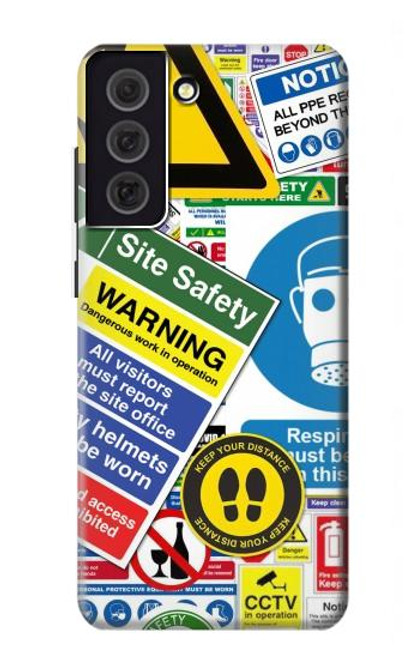 S3960 Collage d'autocollants de signalisation de sécurité Etui Coque Housse pour Samsung Galaxy S21 FE 5G