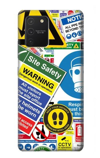 S3960 Collage d'autocollants de signalisation de sécurité Etui Coque Housse pour Samsung Galaxy S10 Lite