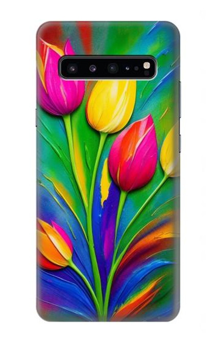 S3926 Peinture à l'huile de tulipe colorée Etui Coque Housse pour Samsung Galaxy S10 5G