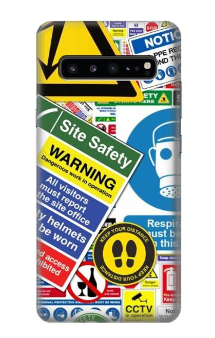 S3960 Collage d'autocollants de signalisation de sécurité Etui Coque Housse pour Samsung Galaxy S10 5G