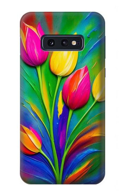 S3926 Peinture à l'huile de tulipe colorée Etui Coque Housse pour Samsung Galaxy S10e