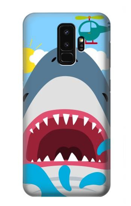 S3947 Caricature d'hélicoptère de requin Etui Coque Housse pour Samsung Galaxy S9 Plus