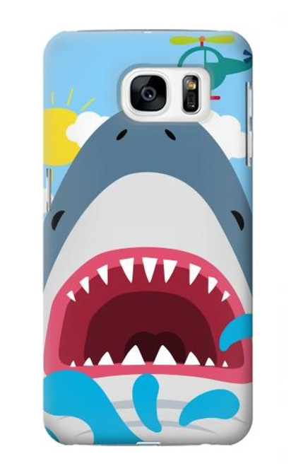 S3947 Caricature d'hélicoptère de requin Etui Coque Housse pour Samsung Galaxy S7