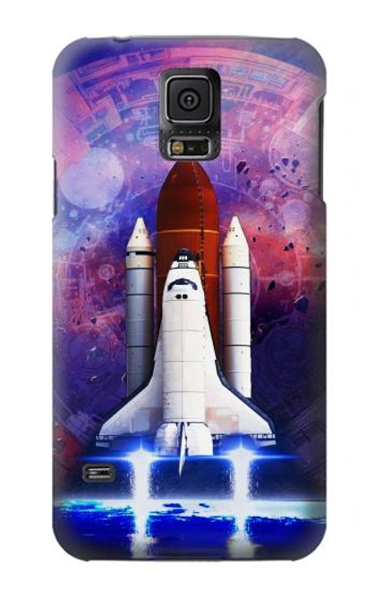 S3913 Navette spatiale nébuleuse colorée Etui Coque Housse pour Samsung Galaxy S5