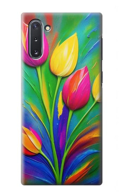 S3926 Peinture à l'huile de tulipe colorée Etui Coque Housse pour Samsung Galaxy Note 10
