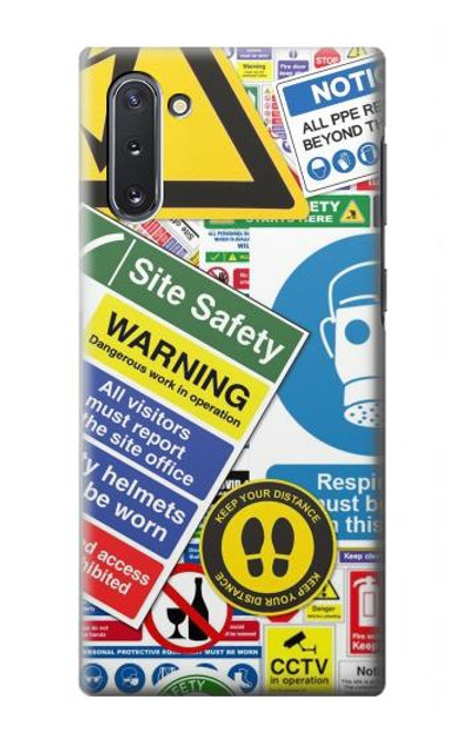 S3960 Collage d'autocollants de signalisation de sécurité Etui Coque Housse pour Samsung Galaxy Note 10