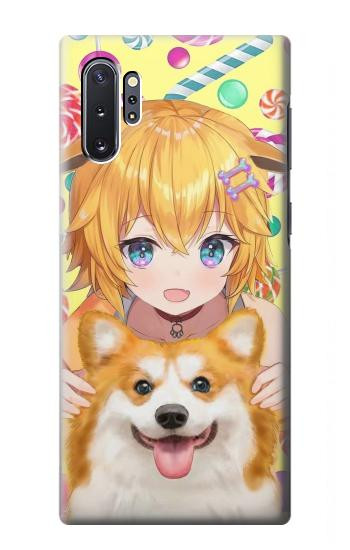 S3918 Bébé Corgi Chien Corgi Fille Bonbons Etui Coque Housse pour Samsung Galaxy Note 10 Plus