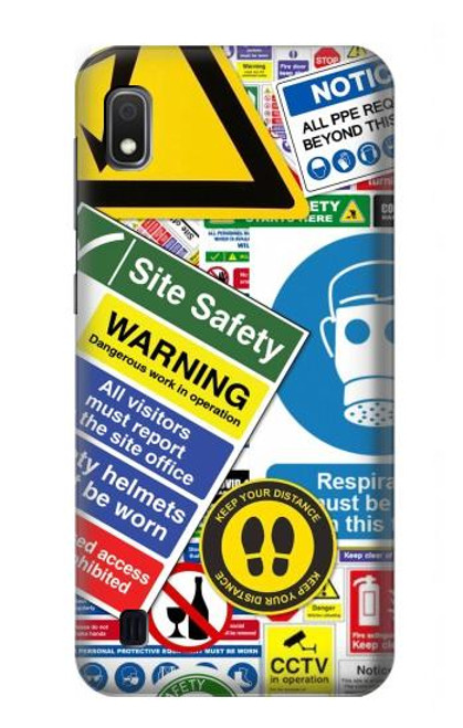 S3960 Collage d'autocollants de signalisation de sécurité Etui Coque Housse pour Samsung Galaxy A10