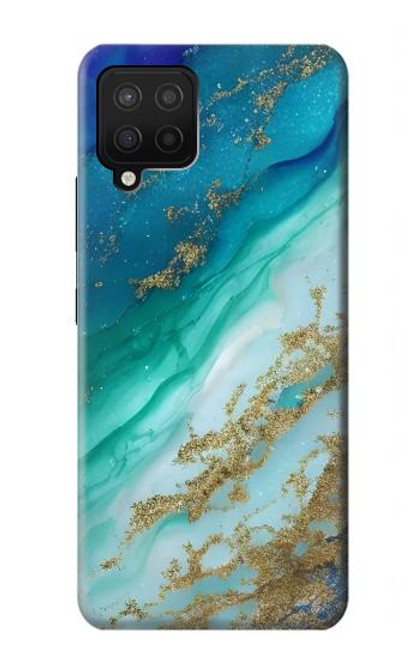 S3920 Couleur bleu océan abstrait émeraude mélangée Etui Coque Housse pour Samsung Galaxy A12