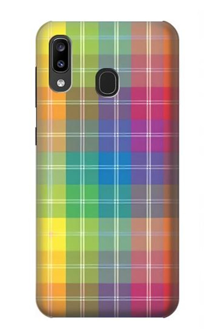 S3942 Tartan à carreaux arc-en-ciel LGBTQ Etui Coque Housse pour Samsung Galaxy A20, Galaxy A30