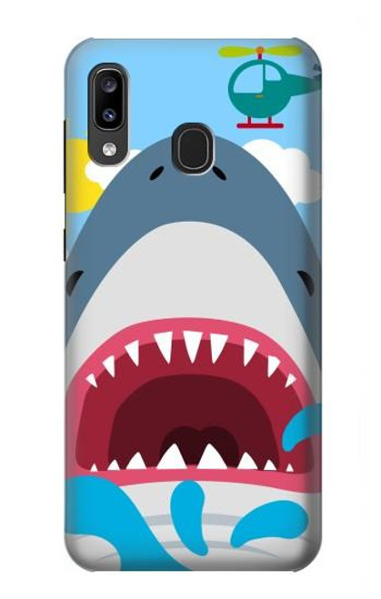 S3947 Caricature d'hélicoptère de requin Etui Coque Housse pour Samsung Galaxy A20, Galaxy A30