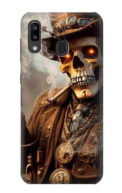 S3949 Crâne Steampunk Fumer Etui Coque Housse pour Samsung Galaxy A20, Galaxy A30