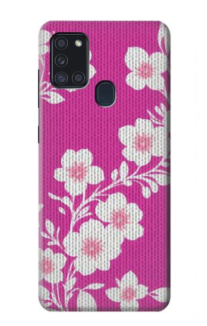 S3924 Fond rose fleur de cerisier Etui Coque Housse pour Samsung Galaxy A21s