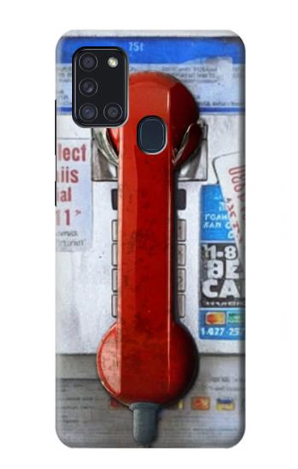 S3925 Collage Téléphone Public Vintage Etui Coque Housse pour Samsung Galaxy A21s