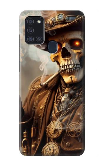 S3949 Crâne Steampunk Fumer Etui Coque Housse pour Samsung Galaxy A21s