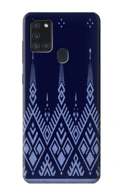 S3950 Motif textile thaïlandais bleu Etui Coque Housse pour Samsung Galaxy A21s