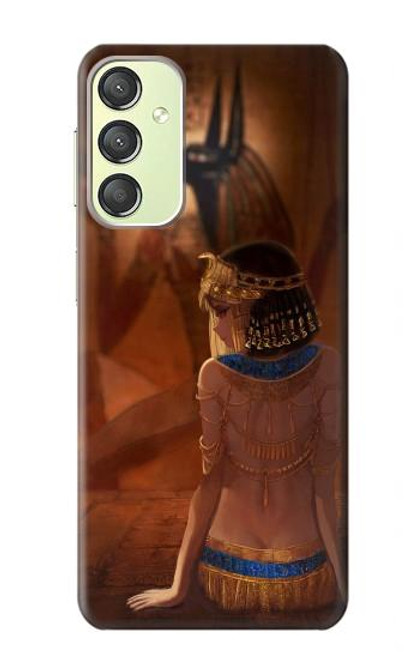 S3919 La reine égyptienne Cléopâtre Anubis Etui Coque Housse pour Samsung Galaxy A24 4G