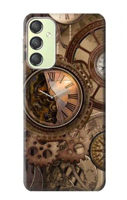 S3927 Boussole Horloge Gage Steampunk Etui Coque Housse pour Samsung Galaxy A24 4G