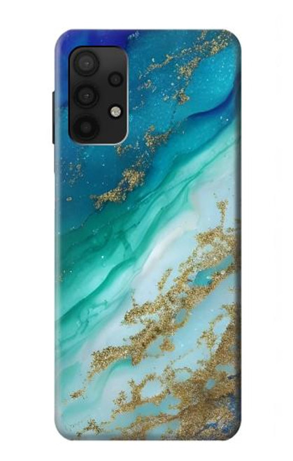 S3920 Couleur bleu océan abstrait émeraude mélangée Etui Coque Housse pour Samsung Galaxy A32 4G