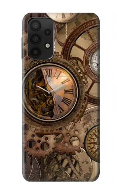 S3927 Boussole Horloge Gage Steampunk Etui Coque Housse pour Samsung Galaxy A32 5G