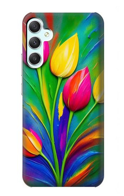 S3926 Peinture à l'huile de tulipe colorée Etui Coque Housse pour Samsung Galaxy A34 5G