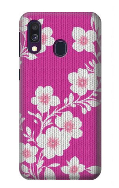 S3924 Fond rose fleur de cerisier Etui Coque Housse pour Samsung Galaxy A40