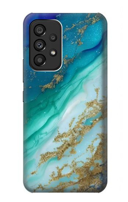 S3920 Couleur bleu océan abstrait émeraude mélangée Etui Coque Housse pour Samsung Galaxy A53 5G