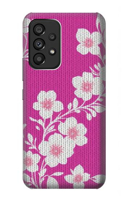 S3924 Fond rose fleur de cerisier Etui Coque Housse pour Samsung Galaxy A53 5G