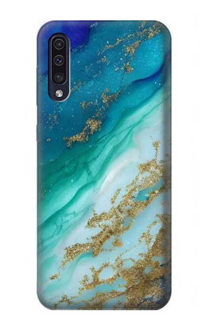 S3920 Couleur bleu océan abstrait émeraude mélangée Etui Coque Housse pour Samsung Galaxy A70