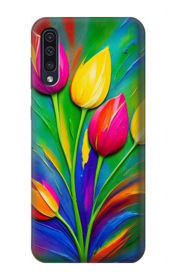 S3926 Peinture à l'huile de tulipe colorée Etui Coque Housse pour Samsung Galaxy A70