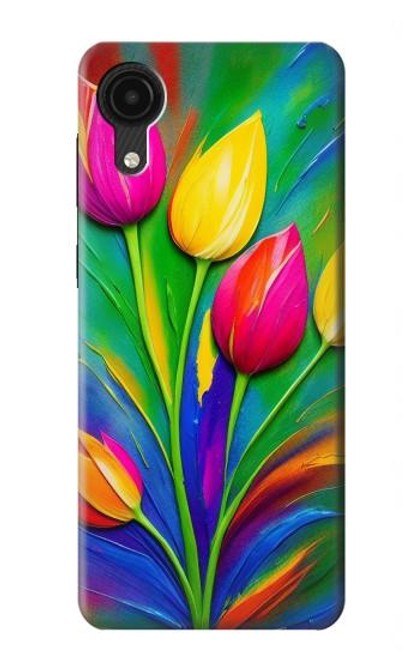 S3926 Peinture à l'huile de tulipe colorée Etui Coque Housse pour Samsung Galaxy A03 Core