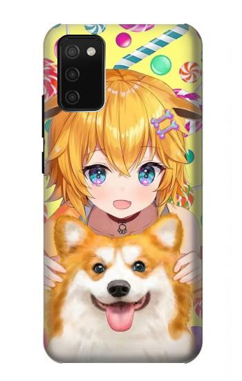 S3918 Bébé Corgi Chien Corgi Fille Bonbons Etui Coque Housse pour Samsung Galaxy A02s, Galaxy M02s  (NOT FIT with Galaxy A02s Verizon SM-A025V)