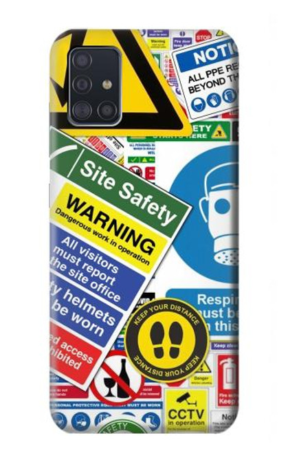 S3960 Collage d'autocollants de signalisation de sécurité Etui Coque Housse pour Samsung Galaxy A51