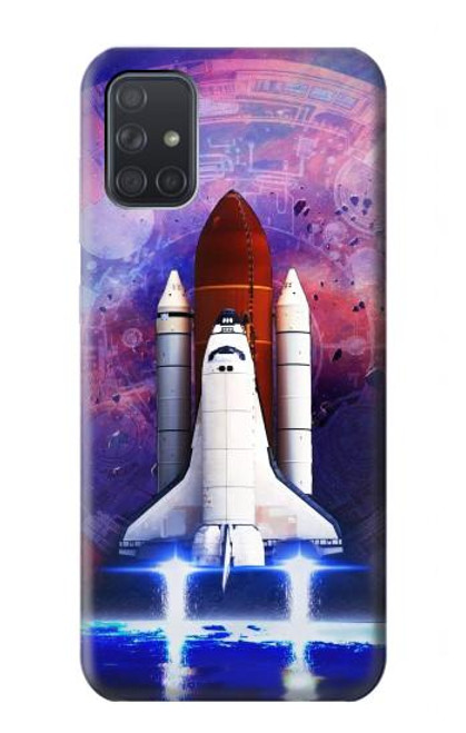 S3913 Navette spatiale nébuleuse colorée Etui Coque Housse pour Samsung Galaxy A71