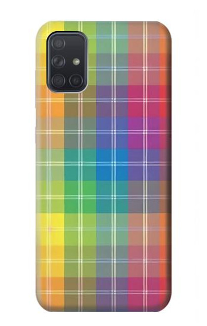 S3942 Tartan à carreaux arc-en-ciel LGBTQ Etui Coque Housse pour Samsung Galaxy A71