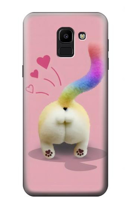 S3923 Queue d'arc-en-ciel de fond de chat Etui Coque Housse pour Samsung Galaxy J6 (2018)