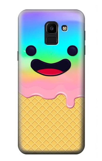 S3939 Sourire mignon de crème glacée Etui Coque Housse pour Samsung Galaxy J6 (2018)