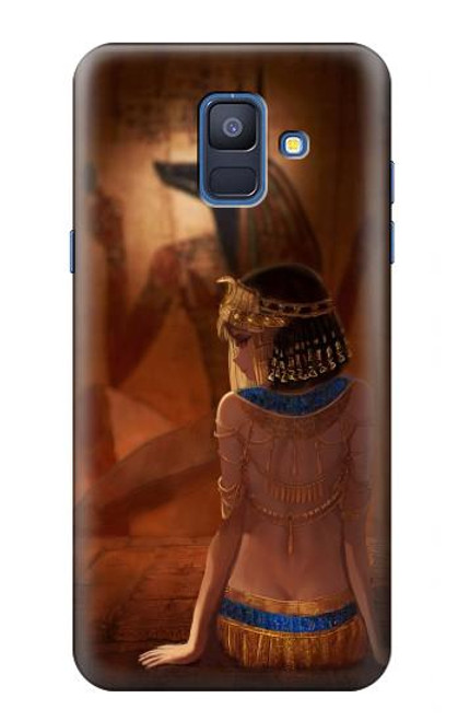 S3919 La reine égyptienne Cléopâtre Anubis Etui Coque Housse pour Samsung Galaxy A6 (2018)